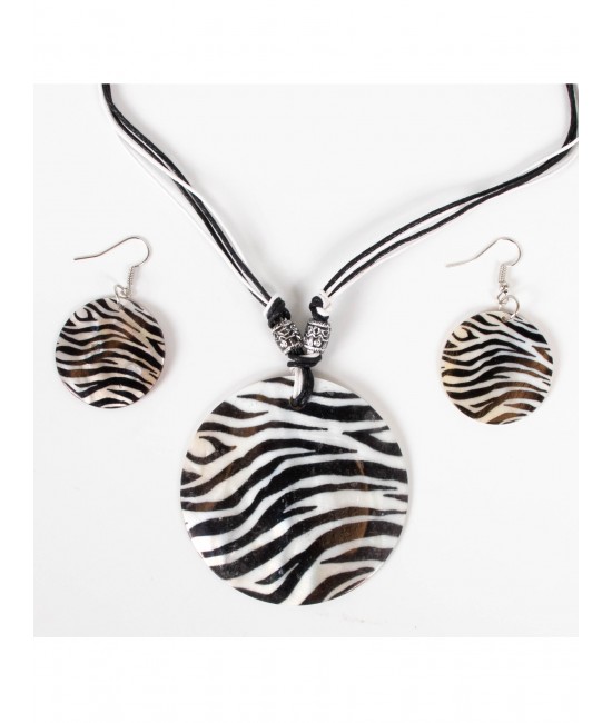 Fashion Zebra Print Necklace and Earring Set